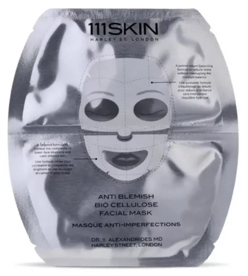 111 SKIN Anti Blemish Bio Cellulose Facial Mask Box, 5 шт - Биоцеллюлозная очищающая и успокаивающая маска для лица