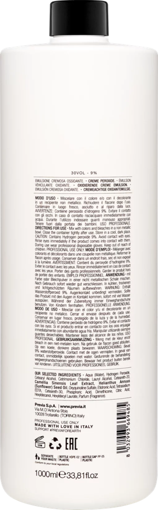 Previa prof. Peroxide 30 VOL 9%, 1000 мл - Окислитель