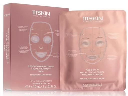 111 SKIN Rose Gold Brightening Facial Treatment Mask Box, 5 шт - Освітлювальна маска для обличчя з рожевим золотом