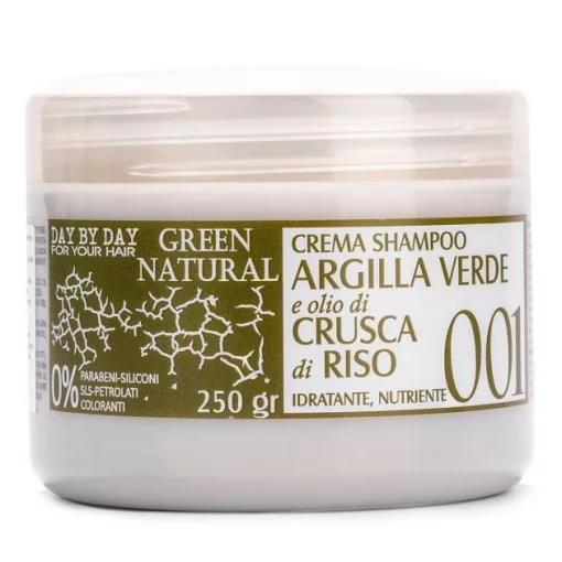 Alan Jey Green Natural Cream Shampoo Argilla Verde, 250 мл - Крем-шампунь с зеленой глиной и рисовыми отрубями